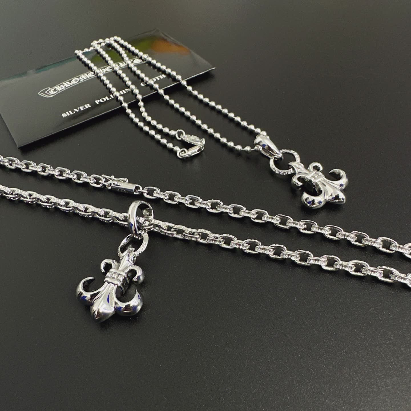 Chrome Hearts Silver Fleur-de-lis Pendant Necklace